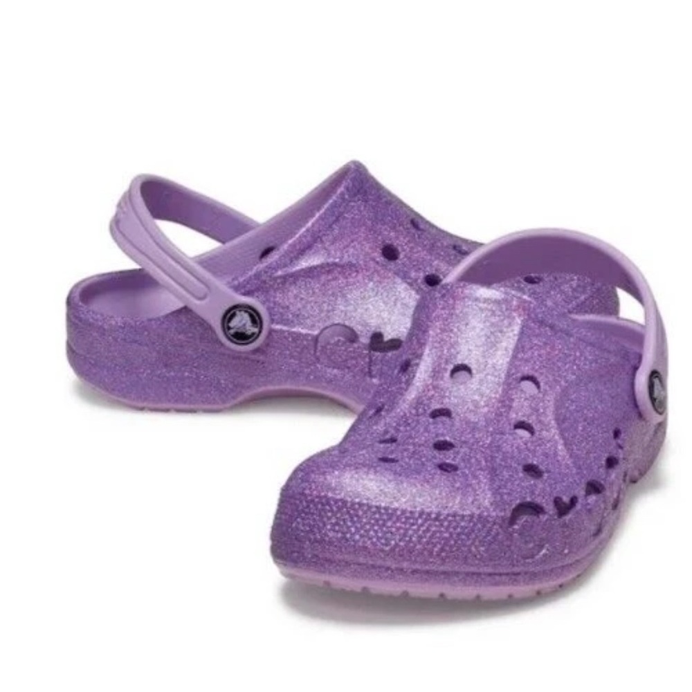Toddler girl purple glitter baya CROCS 4c NWT